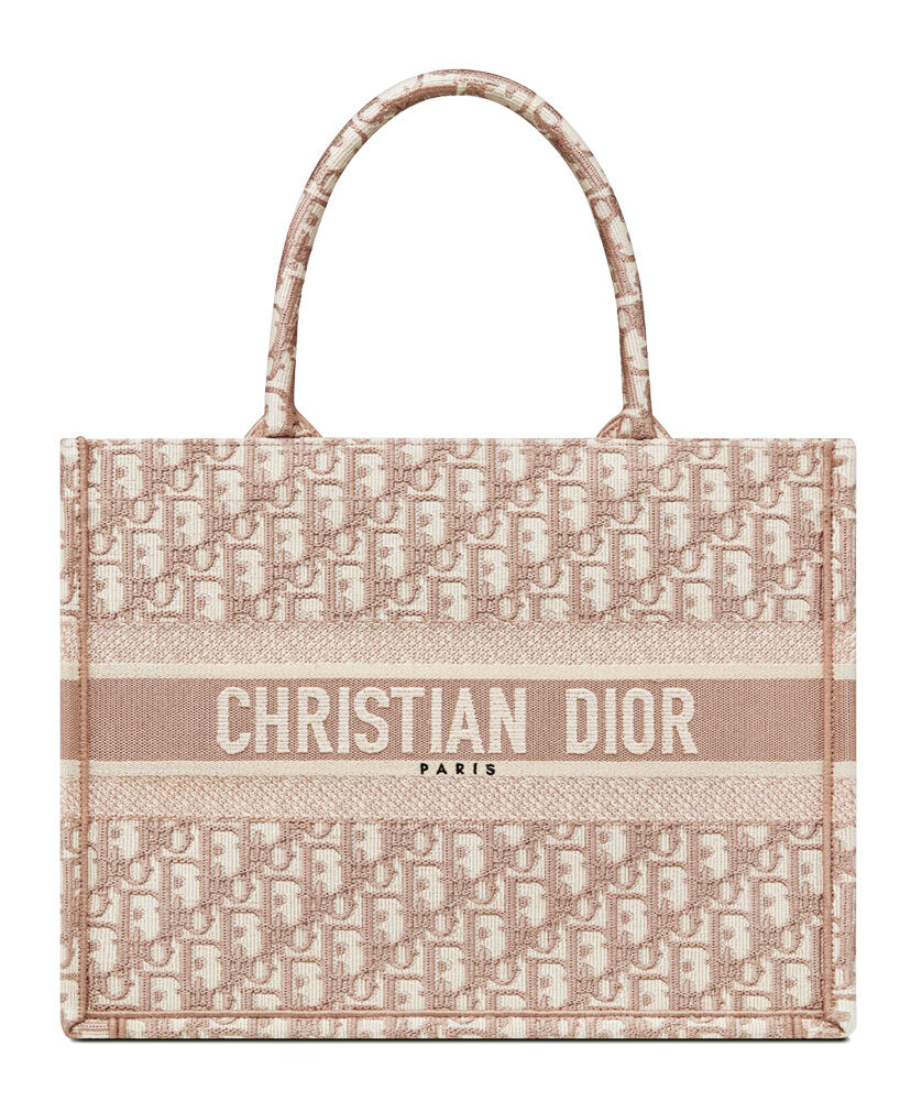 Christian Dior Book Tote Velvet Mizza Embroidery Canvas Pink